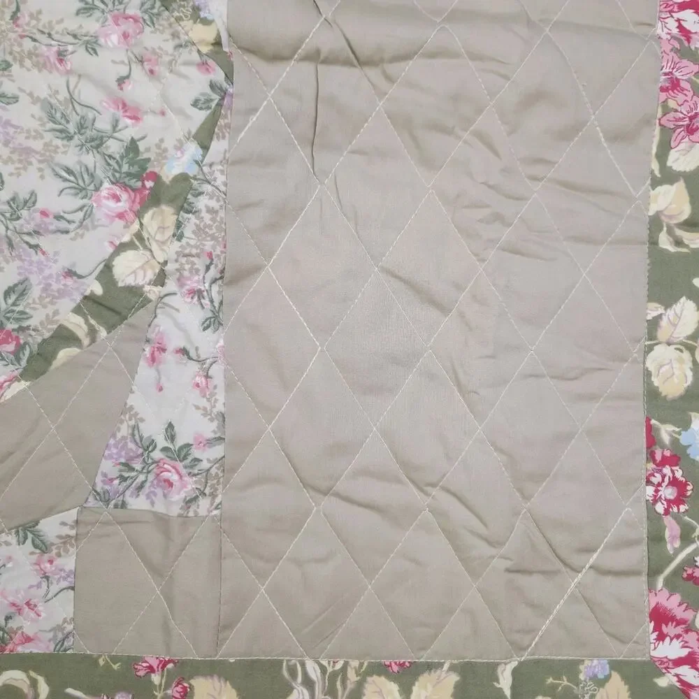 Patchwork Pillow Sham KING Quilted Floral Cottage Farmhouse Shabby Country 1pc